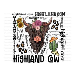 highland cow png, desert design, cactus, boho skull, typography, sublimation cow, cows png, western, sublimation design,