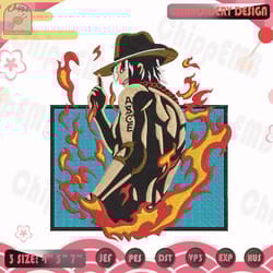 portgas d ace embroidery design, one piece embroidery design, anime embroidery design, machine embroidery designs