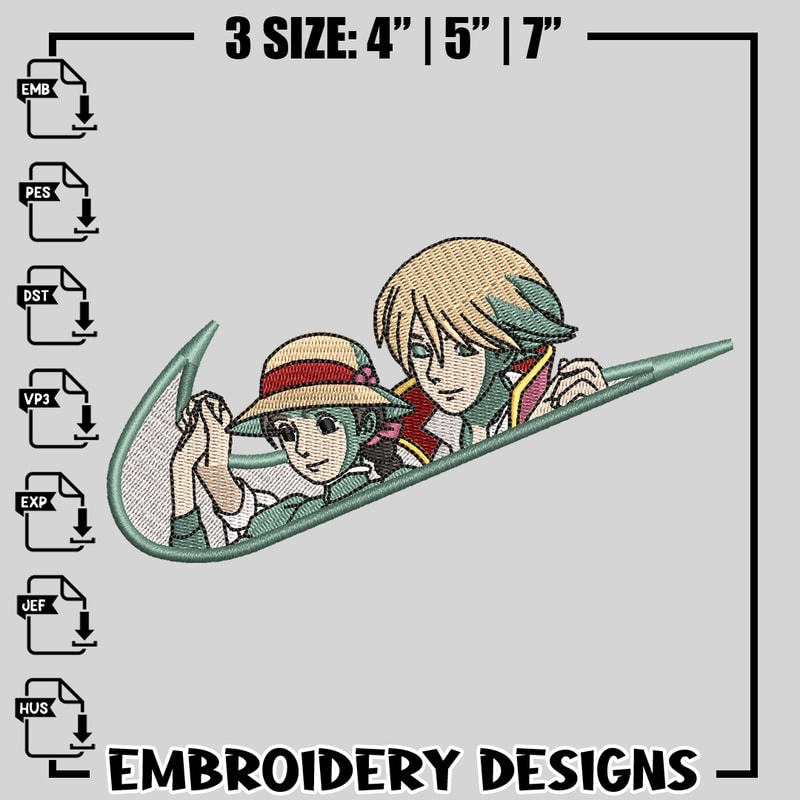Howl's Moving nike embroidery design