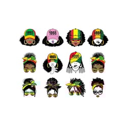 bundle afro woman juneteenth 1865 svg, afro lady, black pride, juneteenth, afro queen, black queen instant download svg