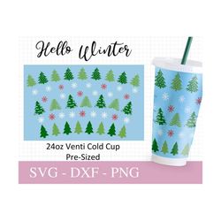 No Hole Christmas Wrap Cup Svg, 24oz Venti Cold Cup, Popular Svg, Winter Files For Cricut, Trendy Cup Design, Print Full
