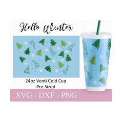 No Hole 24oz Venti Cold Christmas Wrap Cup Svg, Popular Svg, Winter Files For Cricut, Trendy Cup Design, Print Full Wrap