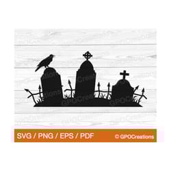 halloween graveyard crow svg, tombstone svg, crow svg, gravestone, headstone, crow cut file, tombstone clipart, tombston