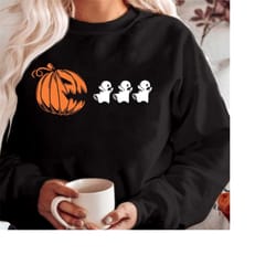 sweatshirt (1930) halloween pacman pumpkin, thanksgiving happy halloween vibes spooky season ghost witch bat vampire boo