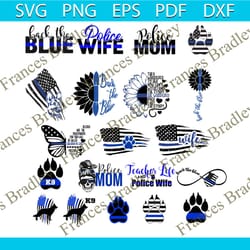 police wife police mom svg american flag svg cutting digital file