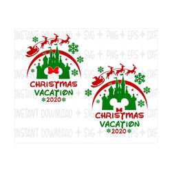 Christmas Vacation 2020 SVG /Mouse  Christmas / Castle Silhouette, Winter with Snowflakes, Cut files
