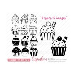 Cupcake SVG,Muffin,Outline,DXF,Muffin Cut File,PNG,Bakery,Birthday,Dessert,Sweets,Cricut,Silhouette,Food,Cute,Instant do