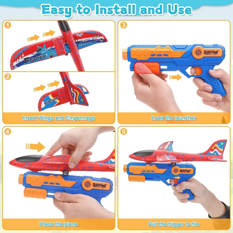 Airplane Launcher Foam Plane Toy Outdoor 4