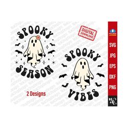 Spooky Season svg, Spooky Vibes svg, cute ghost svg, halloween svg files for Cricut, Silhouette, Halloween shirt svg