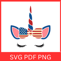 unicorn with bow flag america svg, unicorn svg, unicorn design, 4th of july unicorn, stars & stripes