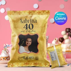 gold chip bag template, party chip bag, wedding chip bag, birthday chip bag editable and printable digital download