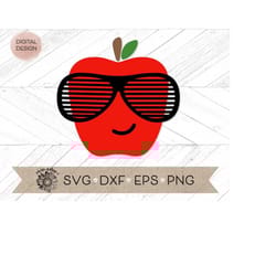 cool apple svg - apple cricut cut file - apple silhouette cut file - apple clip art - school svg - teacher svg