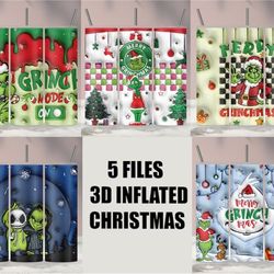 5 Files Bundle Christmas Movie 3D Inflated Christmas Tumbler Wrap Design Download PNG, 20 Oz Digital Tumbler Wrap PNG