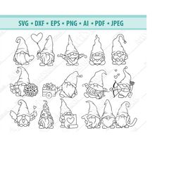 Gnome SVG, Gnomes with Hearts Svg, Valentine Day svg, Nordic Gnome Svg, Valentines gnome svg, Gnome Clipart, Lovely gnom