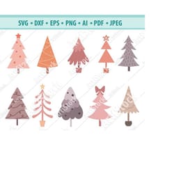 christmas tree svg, christmas tree cut file, pine tree svg, christmas boho tree svg, christmas svg, cute xmas trees svg,
