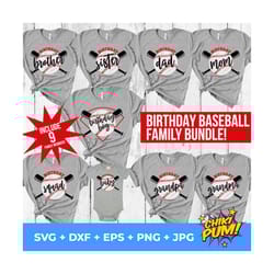 baseball birthday family bundle svg, baseball family bundle svg, baseball birthday svg, baseball birthday party svg, bi