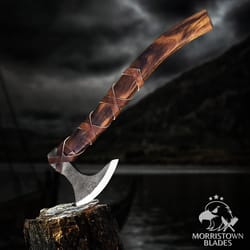 custom handmade ragnar viking axe, hand forged viking, ash wood handle, vikings throwing axe, vikings, best gift for men
