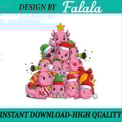 kawaii axolotl christmas tree pajama png, axolotl tree xmas png, christmas tree cute axolotl gift png sublimation design