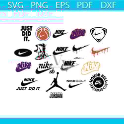 nike logo bundle svg, brand svg, nike swoosh svg, michael jordan svg, just do it svg, nike golf svg, nike logo svg, famo