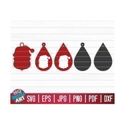 santa earrings svg bundle / christmas earrings svg / teardrop earrings / vector jewelry template / laser cut / pendant |