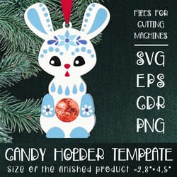 bunny | christmas ornament | candy holder template svg | sucker holder paper craft