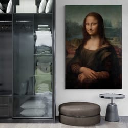 mona lisa wall art, leonardo da vinci framed canvas, da vinci wall art, mona lisa canvas, woman wall art, portrait black