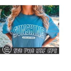 sunshine state of mind svg png, varsity sunshine svg, sunshine on my mind svg, summer vibes svg, retro, digital download