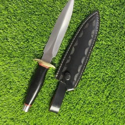 custom handmade d2 steel dagger bowie knife with brass & micarta handle & sheath