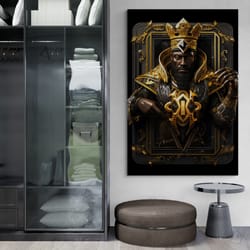 playing card framed canvas, card artwork, king wall art, large wall art, gold king canvas, king of hearts canvas, card w