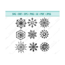 snowflake svg bundle, snowflake svg - snowflake clipart -snowflake silhouette and cricut cut files - snowflake digital d