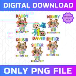 cocomelon personalized name and ages birthday png, i'm one melon png, cocomelon brithday png,cocomelon family birthday
