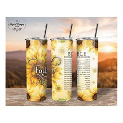 Bible Emergency Numbers Sunflower Christmas Tumbler Wrap Png, 20 Oz Skinny Christian Tumbler Png For Sublimation, Faith