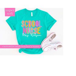 Personalized School Nurse Shirt, School Nurse Tshirt, Custom Name Teacher Shirt, Back to School, Custom School Nurse Tee
