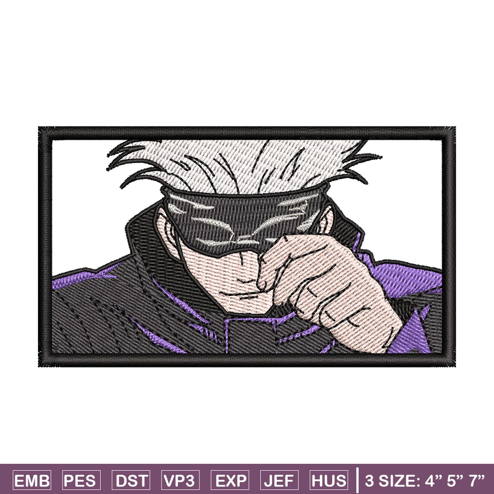 Gojo Satoru embroidery design, Jujutsu kaisen embroidery, anime design, embroidery file, anime shirt, Digital download.jpg
