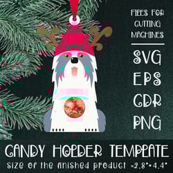 old english sheepdog | christmas ornament | candy holder template svg | sucker holder paper craft