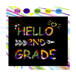 hello 2nd grade, 2nd grade, 2nd grade svg, 2nd grade teacher, back to school, first day of school, hello school, trendin