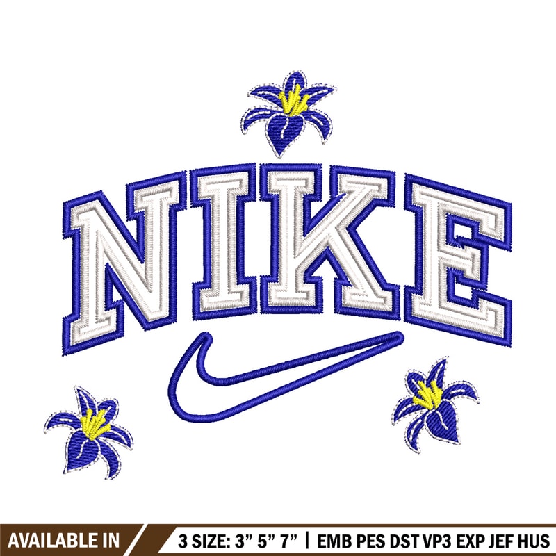 Nike flower embroidery design, Flower embroidery, Nike design, Embroidery shirt, Embroidery file, Digital download.jpg