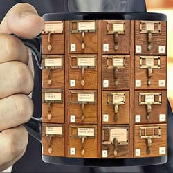 old wooden catalog in library mug, books mug, book lover mug, book mug, librarian mug, bookish mug, library gift, booksh