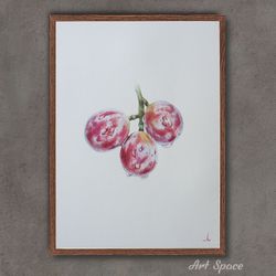original watercolor painting "grapes" kitchen decoration, art, botany illustration, playroom, decoration for office