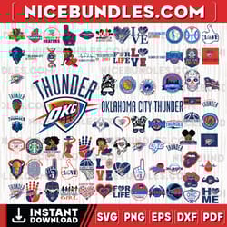 81 files oklahoma city thunder team bundles svg, oklahoma city thunder svg, nba svg, instant download