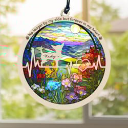 personalized dog memorial suncatcher, my biggest hello and hardest goodbye, pet loss gift