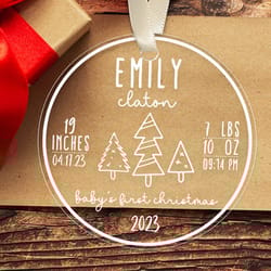custom baby first christmas ornament, new baby christmas gifts, xmas baby keepsake ornament