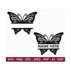 butterfly split monogram svg, butterfly svg, butterfly silhouette, monarch butterfly svg, butterfly clipart, cricut cut file, silhouette