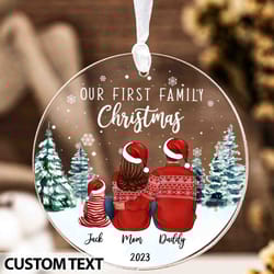 personalized our first family christmas ornament, 1st christmas keepsake, husband wife xmas gift