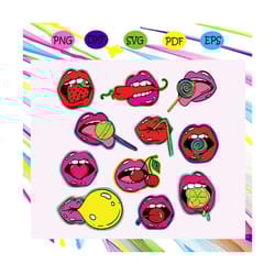 lips bundle svg, red lips cut files, pink lips, purple lips, lips clipart bundle, biting lips svg, tongue out svg, sexy