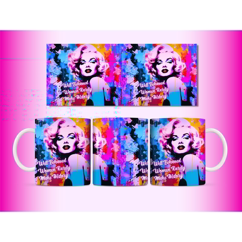 Marilyn Monroe Mug Wrap, 11oz and 15oz Mug Sublimation Design, Graffiti Style Inspirational Pop Art Cool Mug PNG, Instant Digital Download - 5.jpg