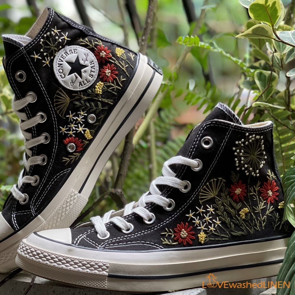 Custom Converse Chuck Taylor Embroidered Garden Flowers Convese Shoes Embroidered Converse Custom Wedding Flowers - 6.jpg