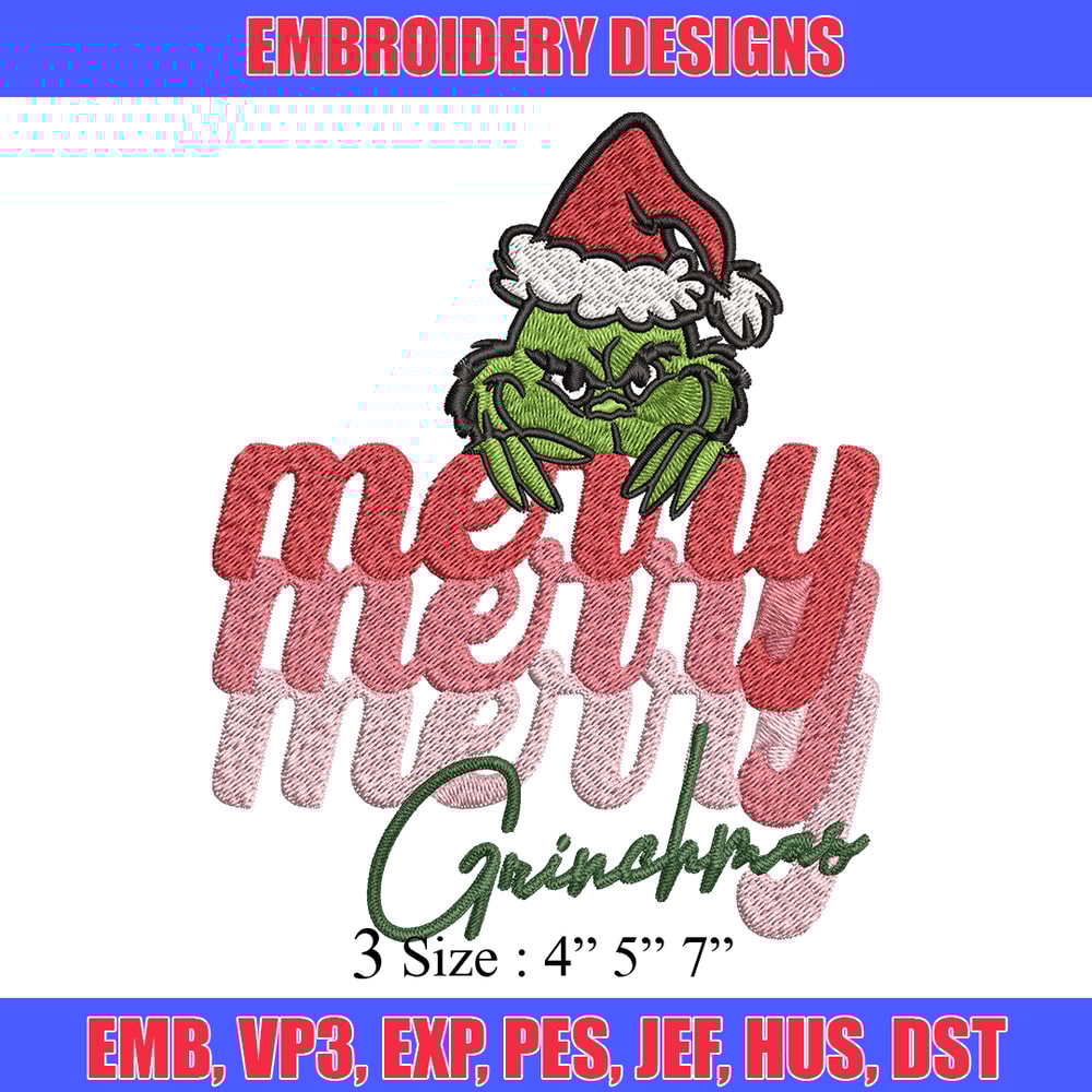 Merry Grinch logo Embroidery design, Grinch Christmas Embroidery, logo design, Embroidery File, Digital download..jpg