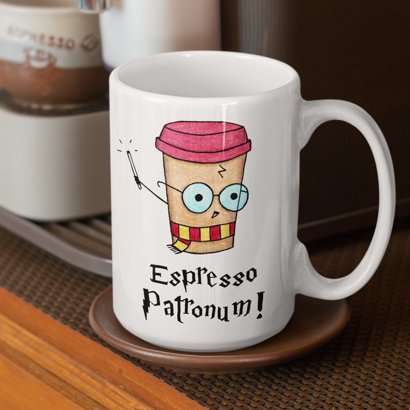 Espresso Patronum Cup with Glasses, Magical Wizard Spell Mug, Magic Gifts, Mug for Wizards, Magic Mug, Wizardry Gift, 11oz and 15oz Sizes - 1.jpg