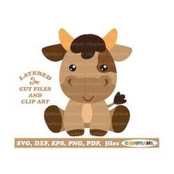instant download. cute sitting cow svg, dxf cut files and clip art. f_21_c. personal use and commercial license is included!